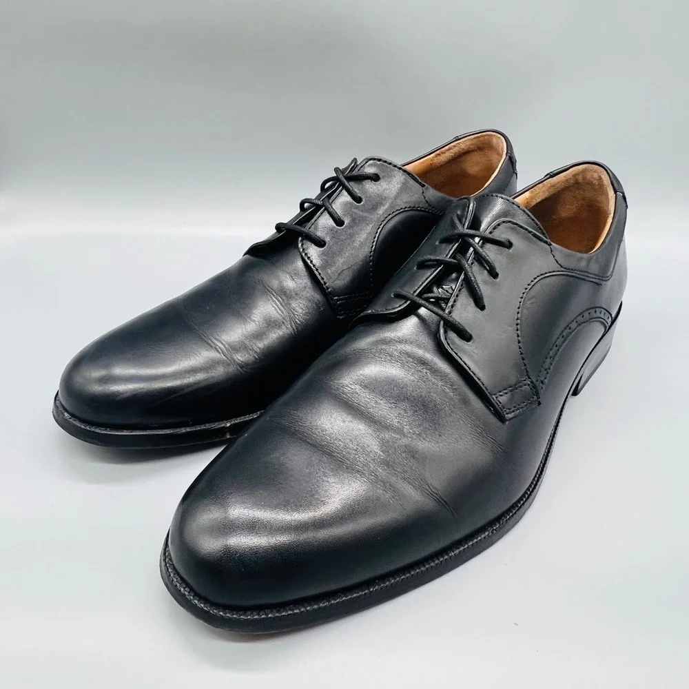 J. Murphy Johnston & Murphy Dress Shoes Mens 12 Black Leather Derby Plain Toe